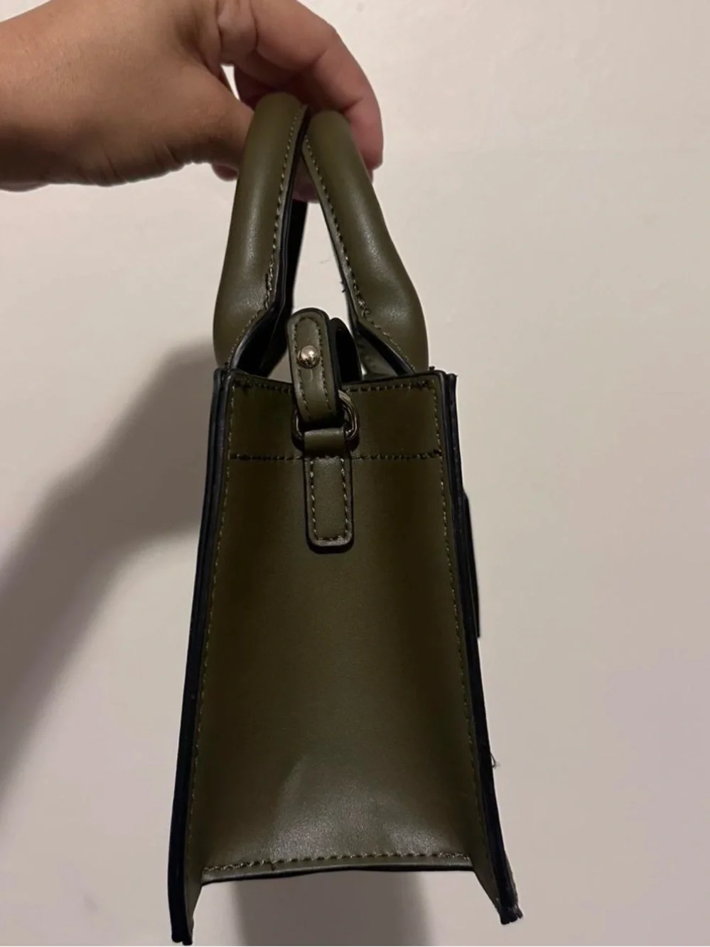 True Religion Olive Green Leather Top-Handle Satchel